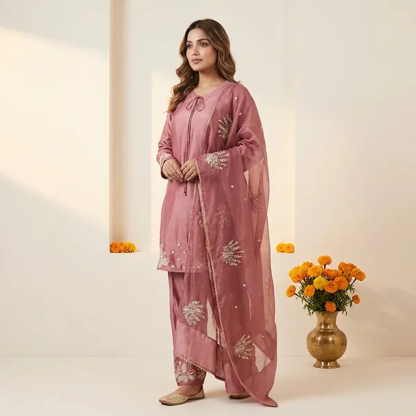 Rose_Mauve_Cotton_Premium_&_Fancy_Design_Kurti_And_Pant_Set_For_Women