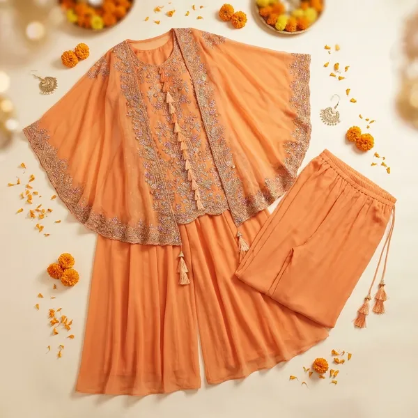 Orange_Georgette_Premium_&_Fancy_Design_Kurta_And_Palazzo_Set_For_Women