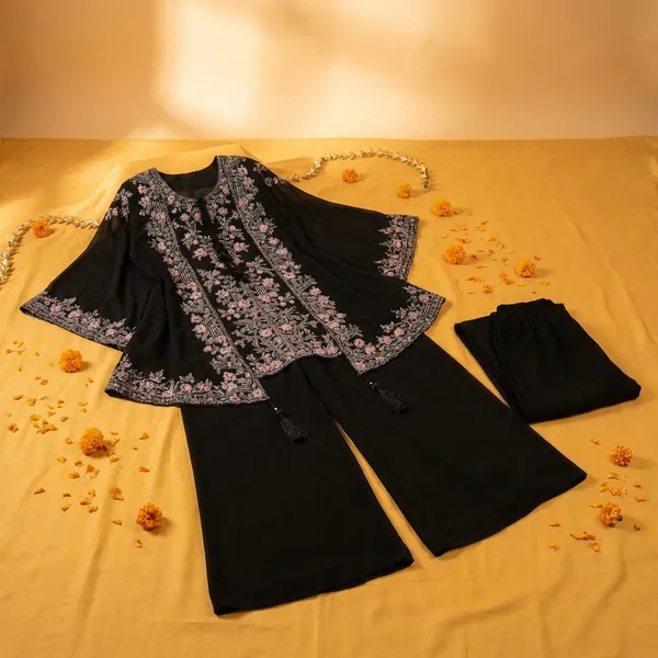 Black_Georgette_Premium_&_Fancy_Design_Kurta_And_Palazzo_Set_For_Women