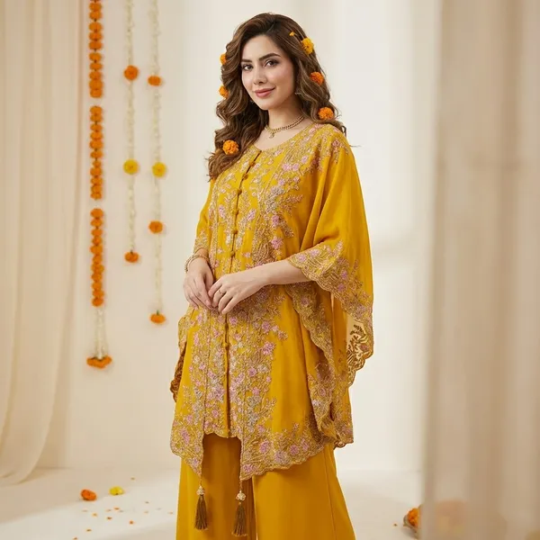 Yellow_Georgette_Premium_&_Fancy_Design_Kurta_And_Pant_Set_For_Women