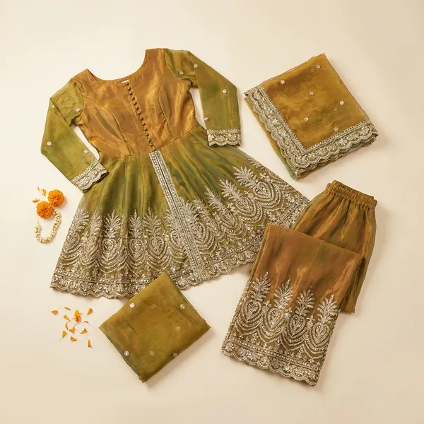 Yellow_Cotton_Premium_&_Fancy_Design_Kurti_And_Sharara_Set_For_Women