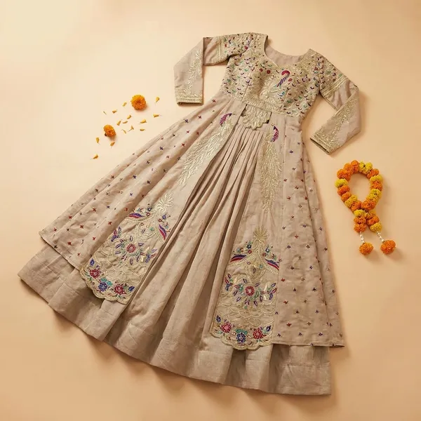 Beige_Pure_Vichitra_Premium_&_Fancy_Design_Anarkali_For_Women