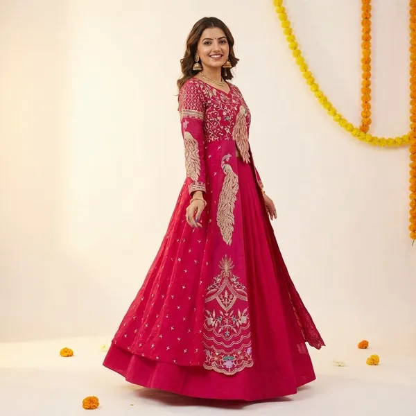 Pink_Pure_Vichitra_Premium_&_Fancy_Design_Anarkali_For_Women
