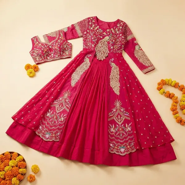 Pink_Pure_Vichitra_Premium_&_Fancy_Design_Anarkali_For_Women
