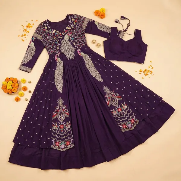 Purple_Pure_Vichitra_Premium_&_Fancy_Design_Anarkali_Set_For_Women