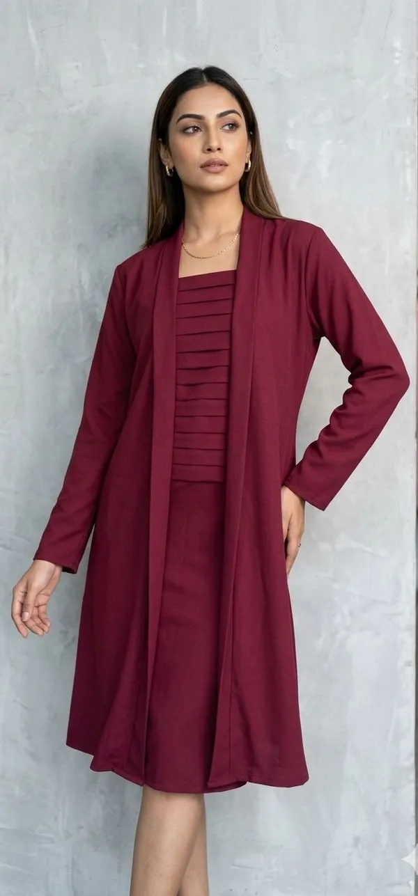Women_Dress_Red_Below_Knee_Dress