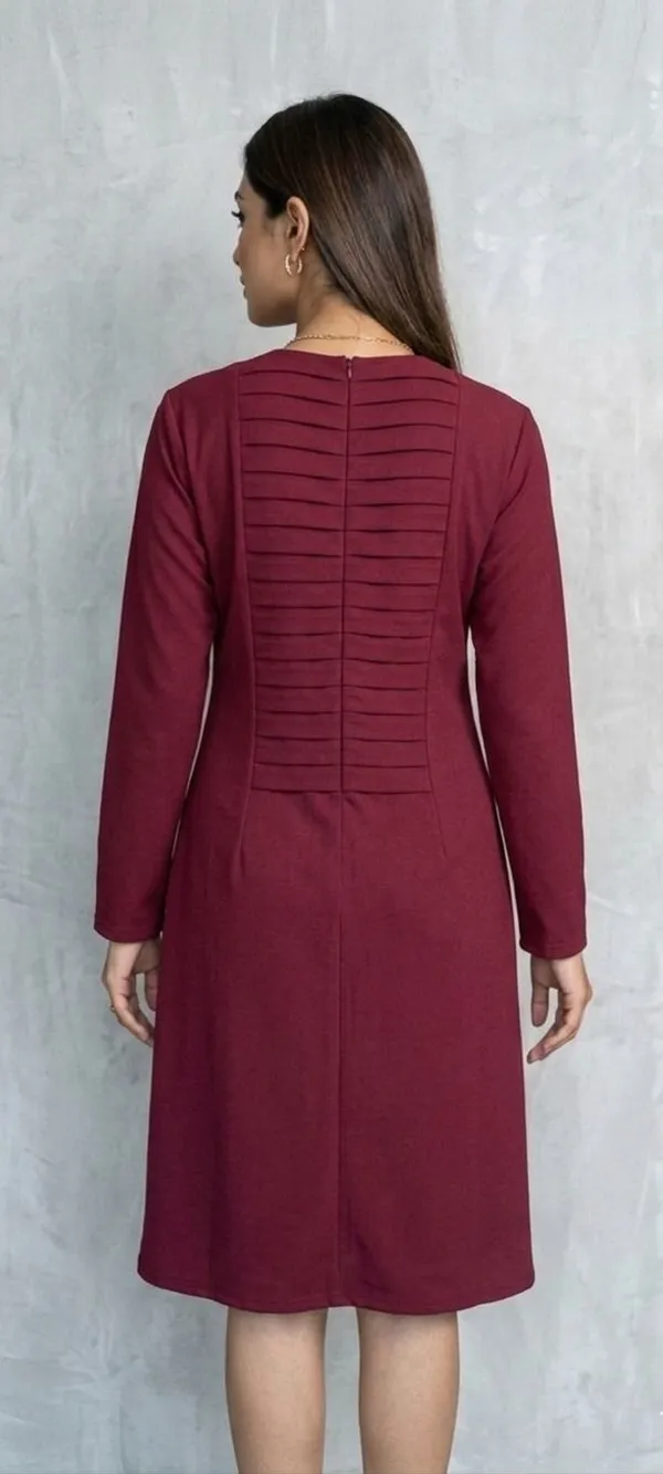 Women_Dress_Red_Below_Knee_Dress