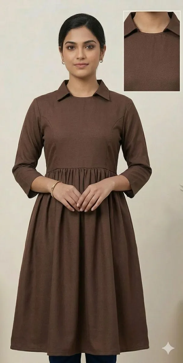 Women_Woven_Design_Straight_Kurta_(Brown)