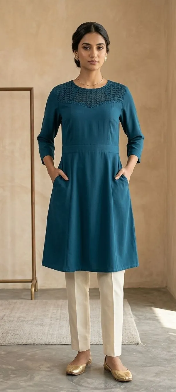 Women_Woven_Design_Kaftan_Kurta_(Blue)