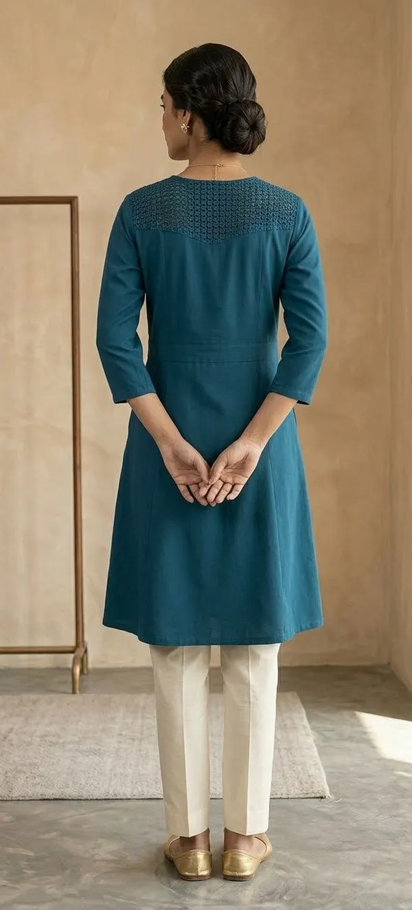 Women_Woven_Design_Kaftan_Kurta_(Blue)