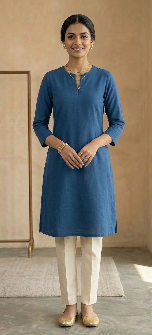 Women_Solid_Pakistani_Kurta_(Blue)