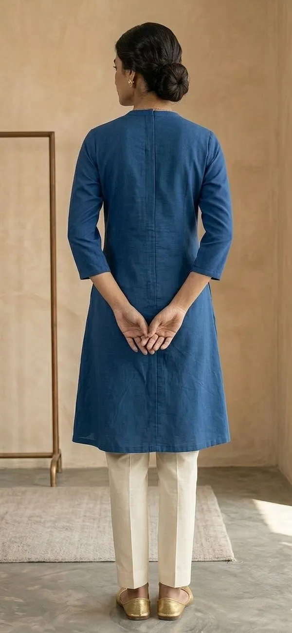 Women_Solid_Pakistani_Kurta_(Blue)