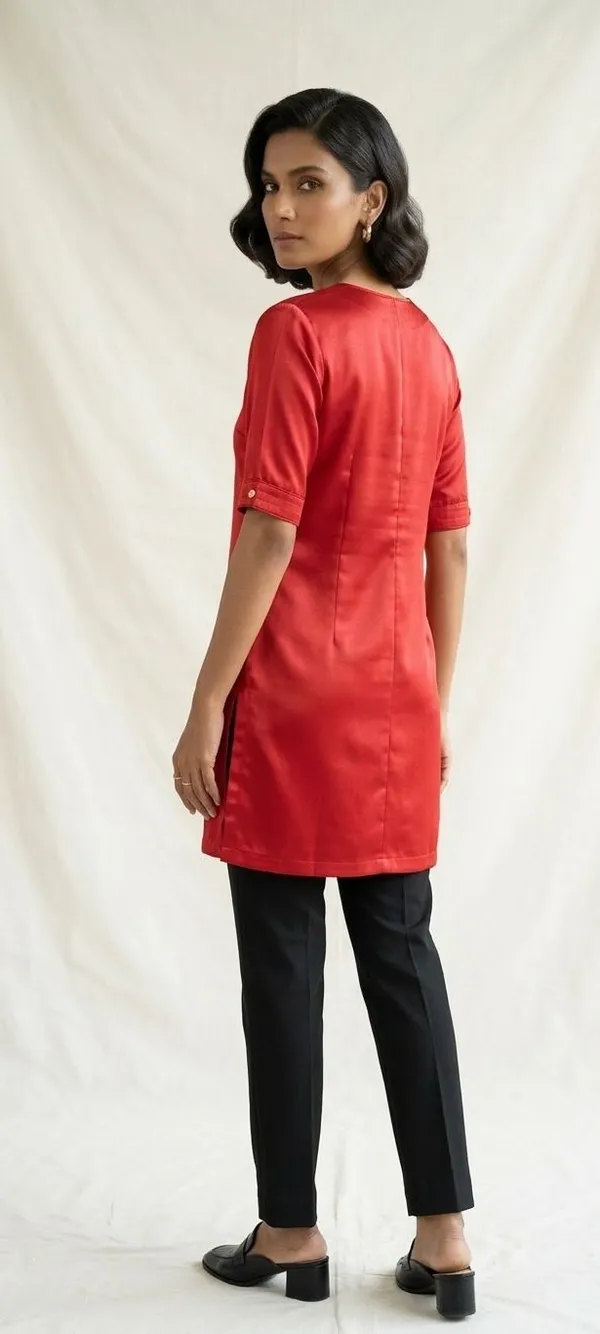 Women_Woven_Design_Trail_Cut_Kurta_(Red)