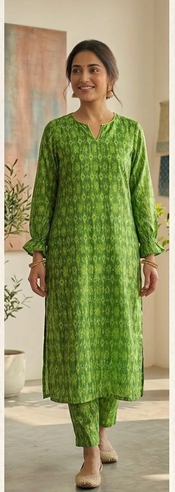 Women_Colorblock_Straight_Kurta_(Light_Green)