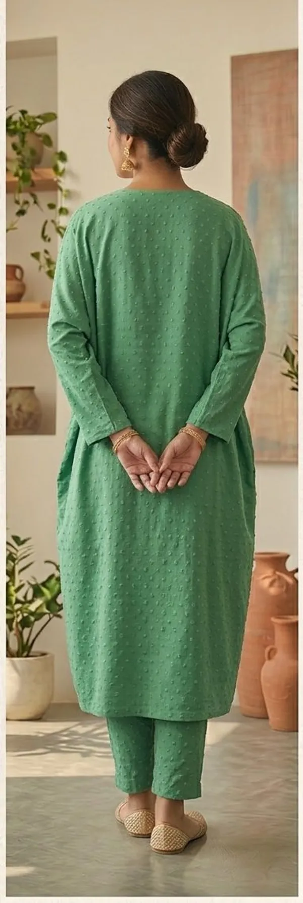 Women_Polka_Print_Straight_Kurta_(Light_Green)