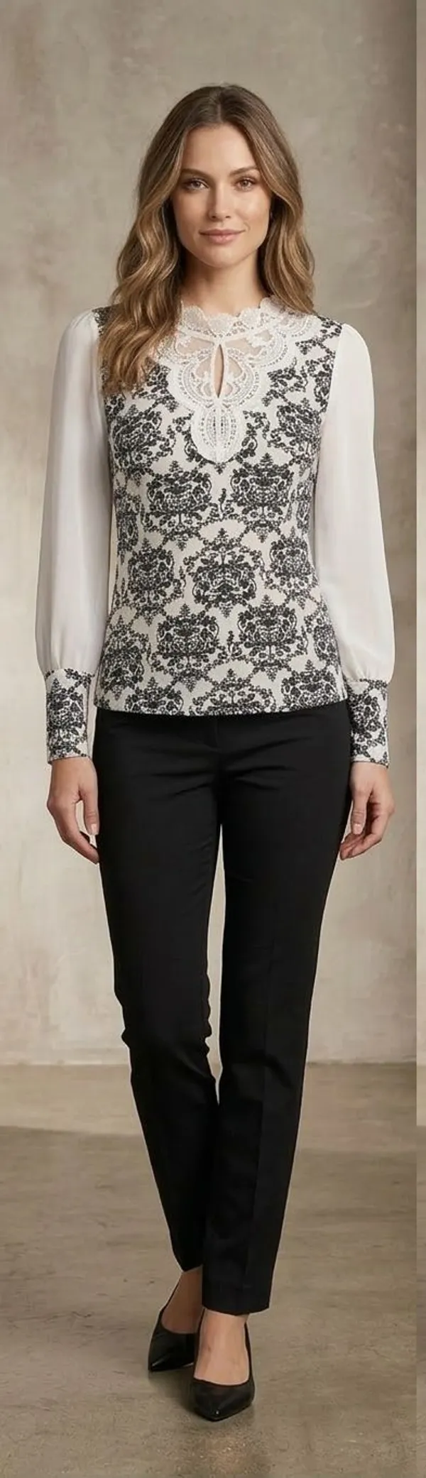 Formal_Color_Block_Women_Black,_White_Top