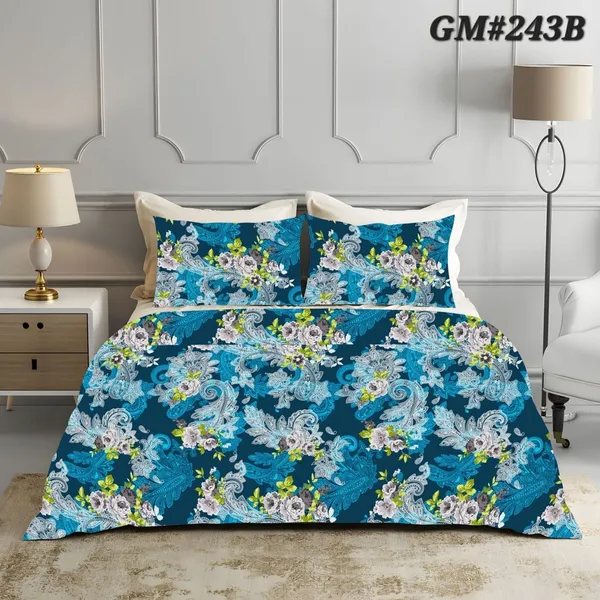 Blue_Floral_Print_King_Size_Bed_Sheet_With_Pillow_Covers