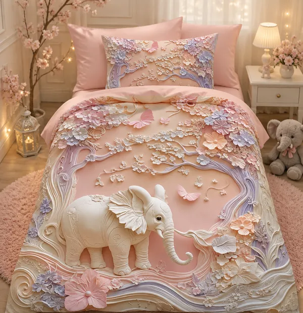 Pastel_Floral_3D_Elephant_Single_Bed_Premium_Comforter