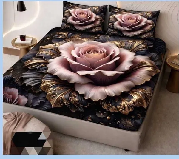 Pink_Rose_Black_Floral_Printed_King_Size_Bed_Sheet_Set