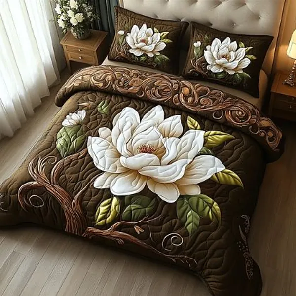 Brown_Floral_Embossed_King_Size_Bedding_Set_With_Pillow_Covers