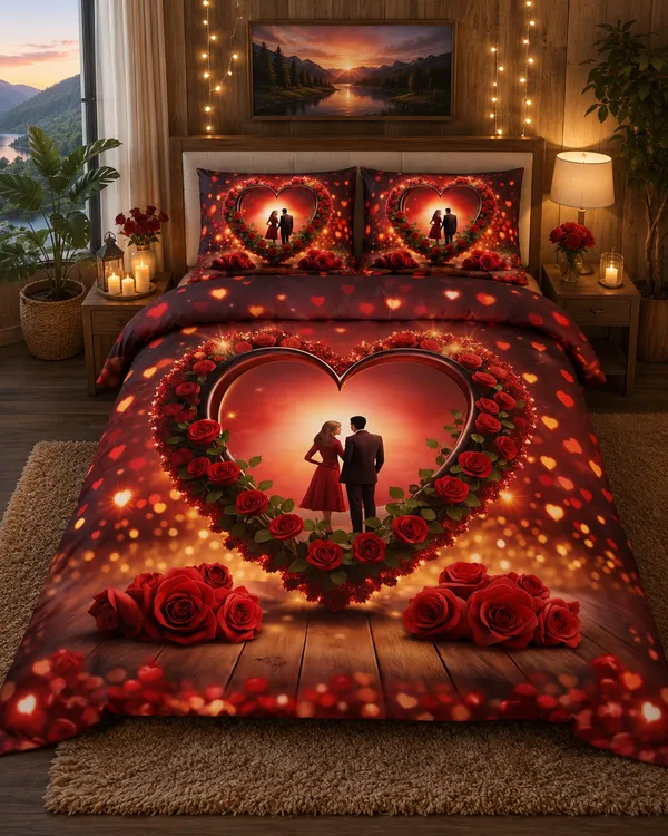 Red_Rose_Heart_Couple_Silhouette_Printed_King_Size_Bedding_Set