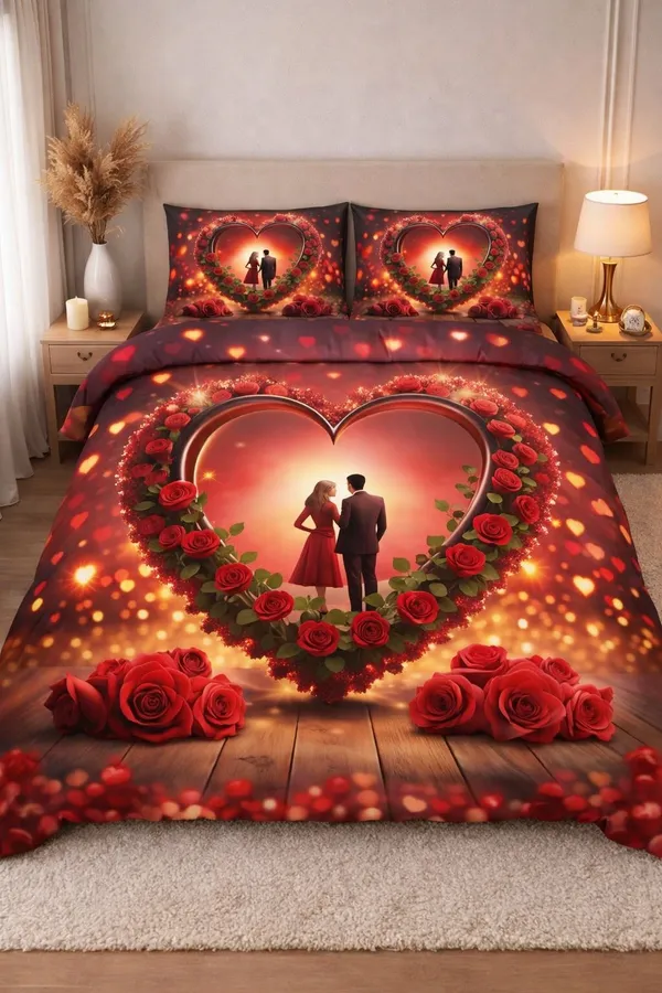 Red_Rose_Heart_Couple_Silhouette_Printed_King_Size_Bedding_Set