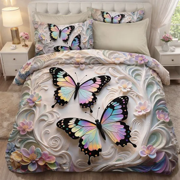 Multicolor_Butterfly_Floral_3D_Printed_Bedding_Set