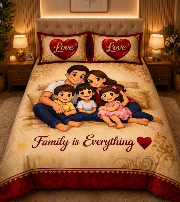 Family_Love_Cartoon_Printed_King_Size_Bed_Sheet_With_Pillow_Covers