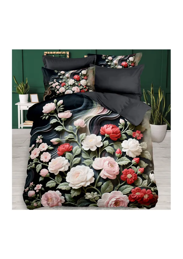 Black_Floral_Print_King_Size_Comforter_With_Pillow_Covers