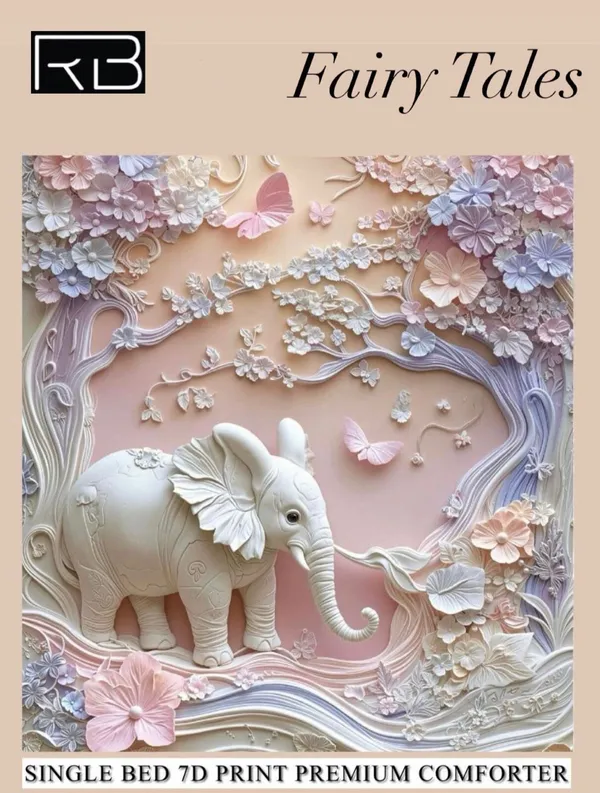 Pastel_Floral_3D_Elephant_Single_Bed_Premium_Comforter