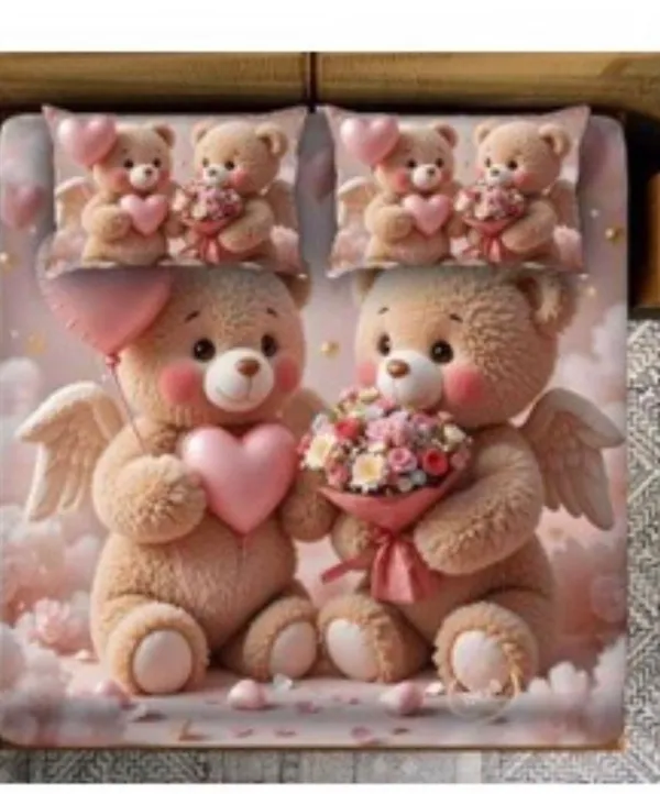 Beige_Teddy_Bear_Couple_3D_Bedding_Set_With_Pink_Hearts