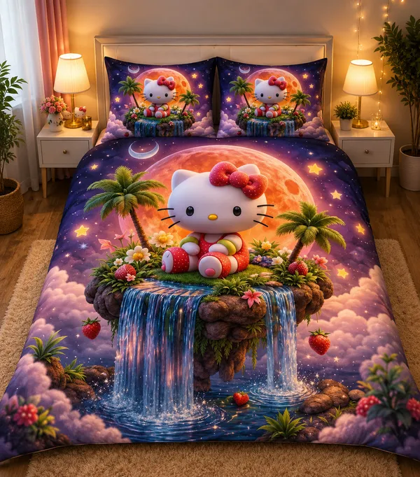 Hello_Kitty_Tropical_Sunset_Digital_Print_Bedding_Set