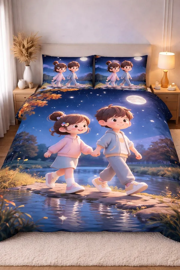 Multicolor_Cartoon_Print_Kids_Bedding_Set_With_Pillowcases