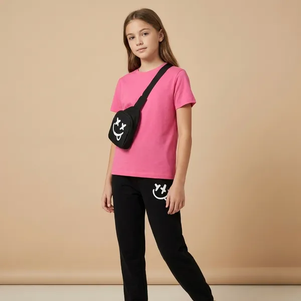 Pink_And_Black_Smile_Printed_Top_Bottom_Set_With_Pocket_For_Baby_Girls