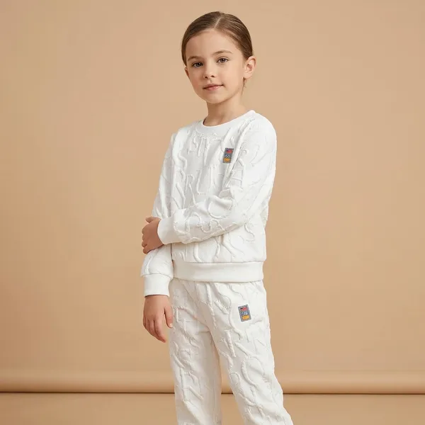 White_Abcd_Emboosed_Full_Seeve_Top_Bottom_Set_With_Pocket_For_Baby_Girls