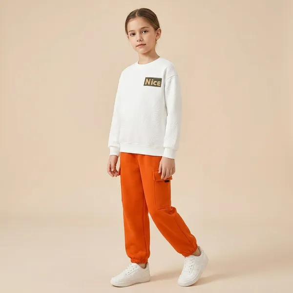 White_And_Orange_Nice_Printed_Full_Sleeve_Top_Bottom_Set_For_Baby_Girls