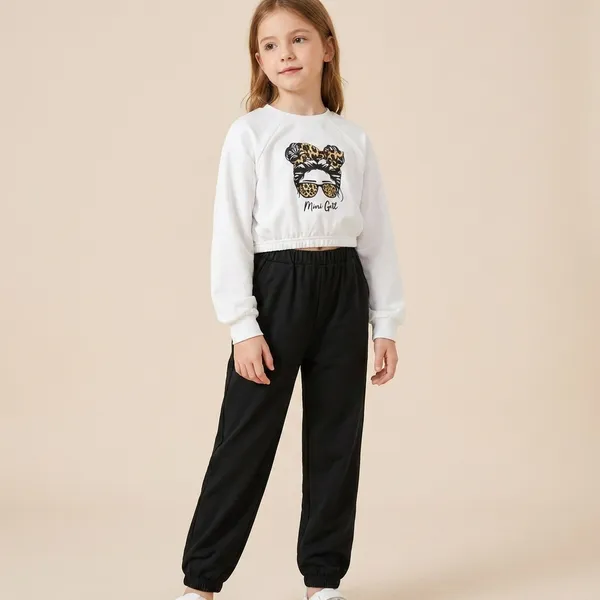 White_And_Black_Mini_Girl_Printed_Top_Bottom_Set_For_Baby_Girls