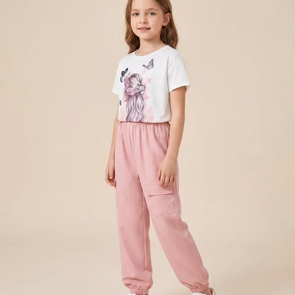 White_And_Peach_Ladies_Printed_Top_Bottom_Set_For_Baby_Girls