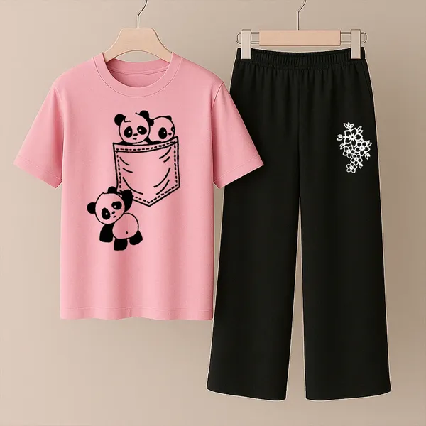 Pink_And_Black_Pocket_Panda_Printed_T-Shirt_And_Palazzo_For_Baby_Girl