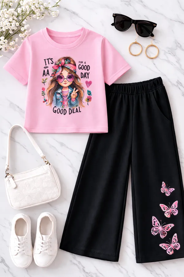 Pink_And_Black_Its_Good_Day_Printed_T-Shirt_And_Palazzo_For_Baby_Girl