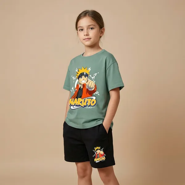 Pista_And_Black_Naruto_Printed_T-Shirt_And_Bottom_Set_For_Baby_Girl