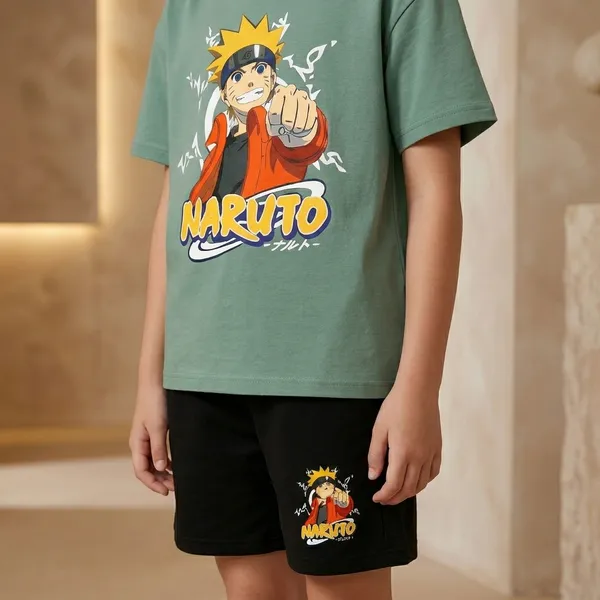 Pista_And_Black_Naruto_Printed_T-Shirt_And_Bottom_Set_For_Baby_Girl