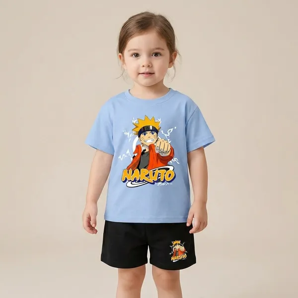 Sky_Blue_And_Black_Naruto_Printed_T-Shirt_And_Bottom_Set_For_Baby_Girl
