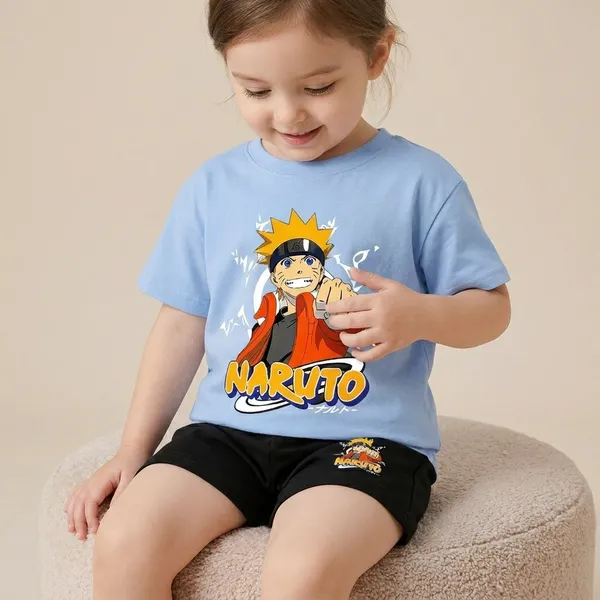Sky_Blue_And_Black_Naruto_Printed_T-Shirt_And_Bottom_Set_For_Baby_Girl