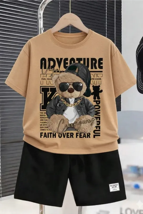 Brown_And_Black_Adventure_Panda_Printed_T-Shirt_And_Bottom_Set_For_Baby_Girl