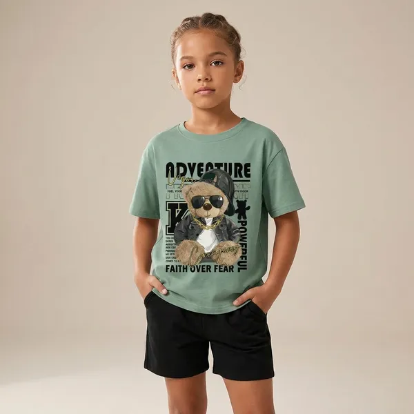 Pista_And_Black_Adventure_Panda_Printed_T-Shirt_And_Bottom_Set_For_Baby_Girl