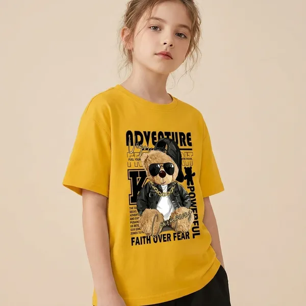 Yellow_And_Black_Adventure_Panda_Printed_T-Shirt_And_Bottom_Set_For_Baby_Girl
