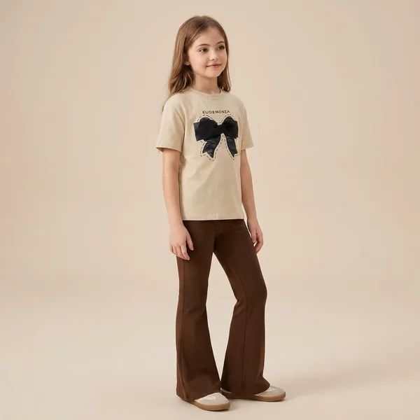 Cream_And_Brown_Black_Ribbon_Printed_Top_Bottom_Set_For_Baby_Girls