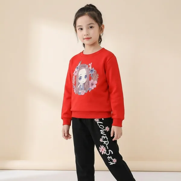 Red_And_Black_Flower_Ring_Printed_Top_Bottom_Set_For_Baby_Girls