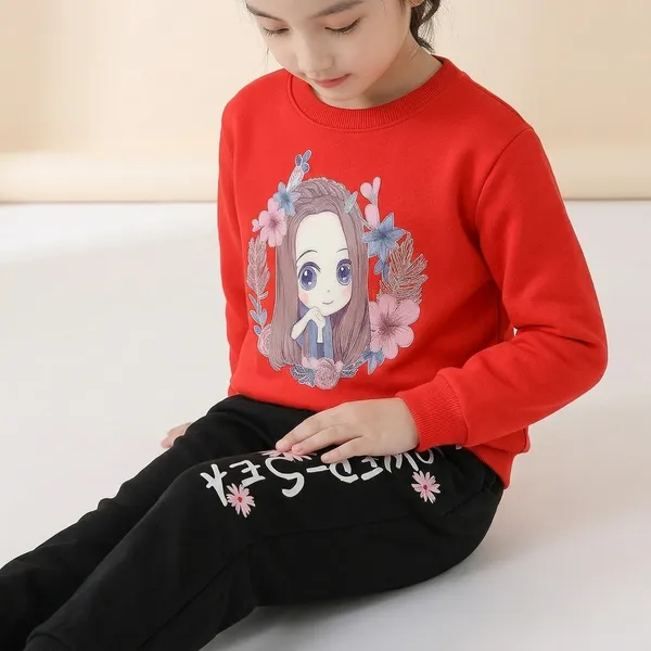 Red_And_Black_Flower_Ring_Printed_Top_Bottom_Set_For_Baby_Girls